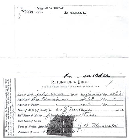 Birth Certificate - Fish, Mary Stanton