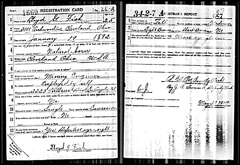 WWI Draft Card - Fish, Lloyd G.