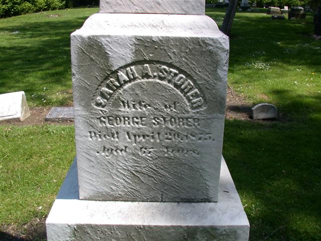 Storer Family Monument<BR>
West face<BR>
Storer, Sarah A. 18??-1875 (nee Fleming)