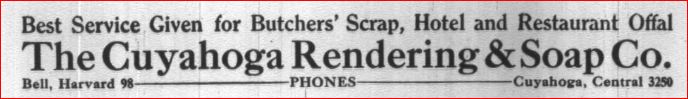 Advertisement for the Cuyahoga Rendering and Soap Company - appeared in the Cleveland City Directory of 1919