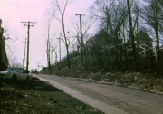 Denison Ave. hill down to Jennings Ave.  Note the long wooden stairway that helped pedestrians get from the top of the hill to the bottom.