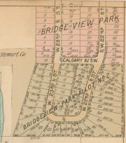 Platmap showing Bridgeview Allotments 1 and 2. Calgary Park area as it appeared prior to purchase by the City of Cleveland.