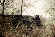 Foundation wall as it existed in 1964 on Riverside's undeveloped property north of Redman Avenue.Photo by James Rozhon.