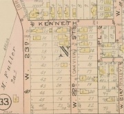 Platmap showing Fuller, Kain, and Kroehle Allotment. Kenneth Avenue, W.23rd St., W.22nd St.